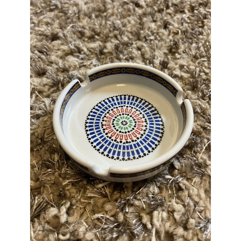 Cocema Fes Maroc Moroccan Mosaic Porcelain Handmade Ashtray